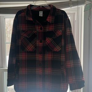 Plaid Women's Jacket - Black and Red